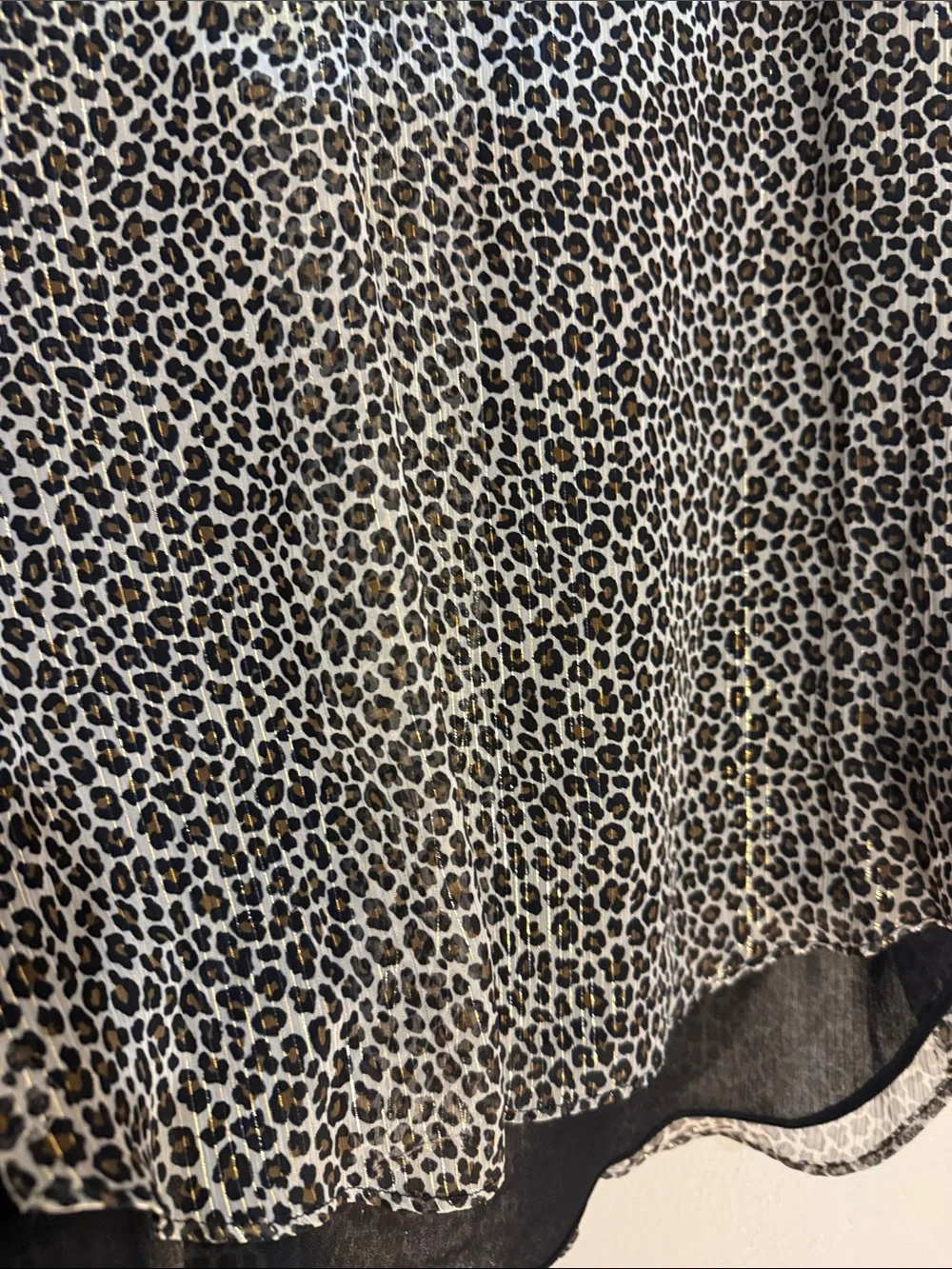 Michael Kors Black with GOLD THREADS, Leopard Print V-Neck Blouse